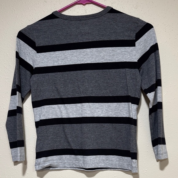 5/20$ Boys Size 8 Black and Gray Striped Long Sleeve Wonder Nation - Picture 4 of 5